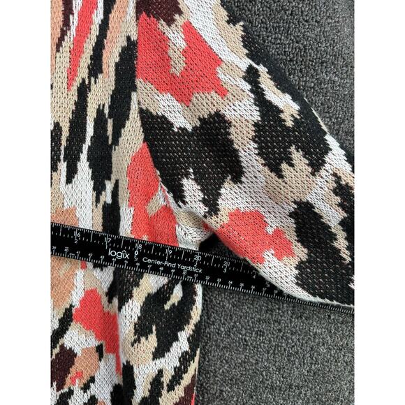 Boston Proper Sweater Womens Large Tan Animal Print Long Open Front Cardigan - Picture 7 of 8